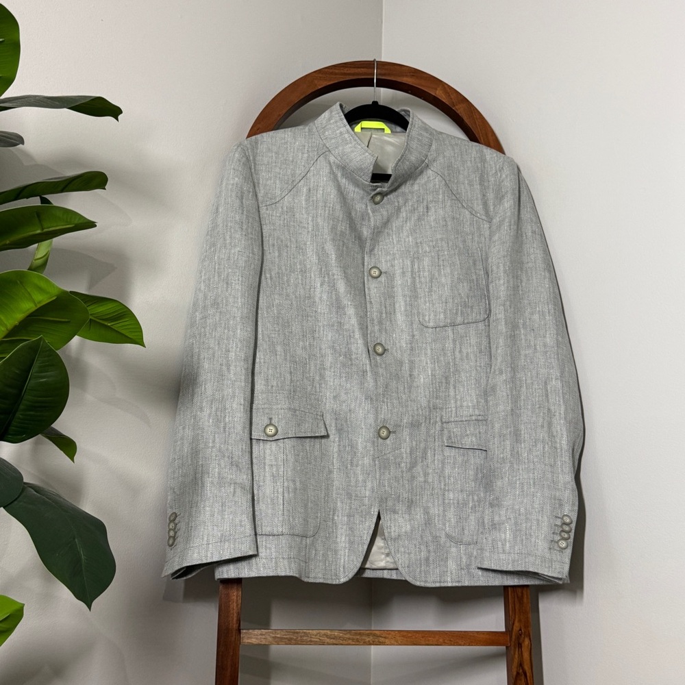 Circle Of Gentlemen 52 Gray 100% Linen Slim Fit Sports Coat Blazer Jacket